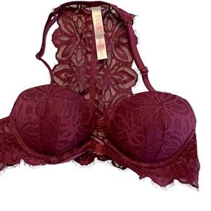 PINK bu Victoria's Secret | Burgundy Lace Bra | Close Front | 32A